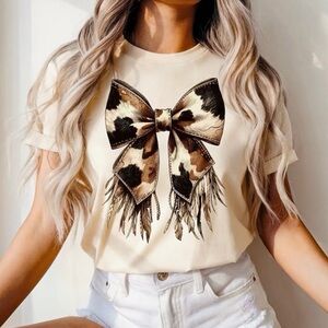 Cow Print Bow Tee